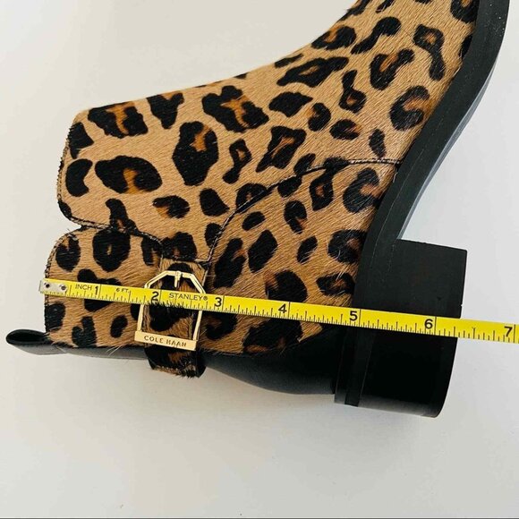 Cole Haan Women Kimberly Waterproof Leopard Print Ankle Bootie 6B Real Fur NWOB - Picture 12 of 14